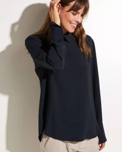 Fashion Blouse In Zijde-Mix Vrouwen Blouses