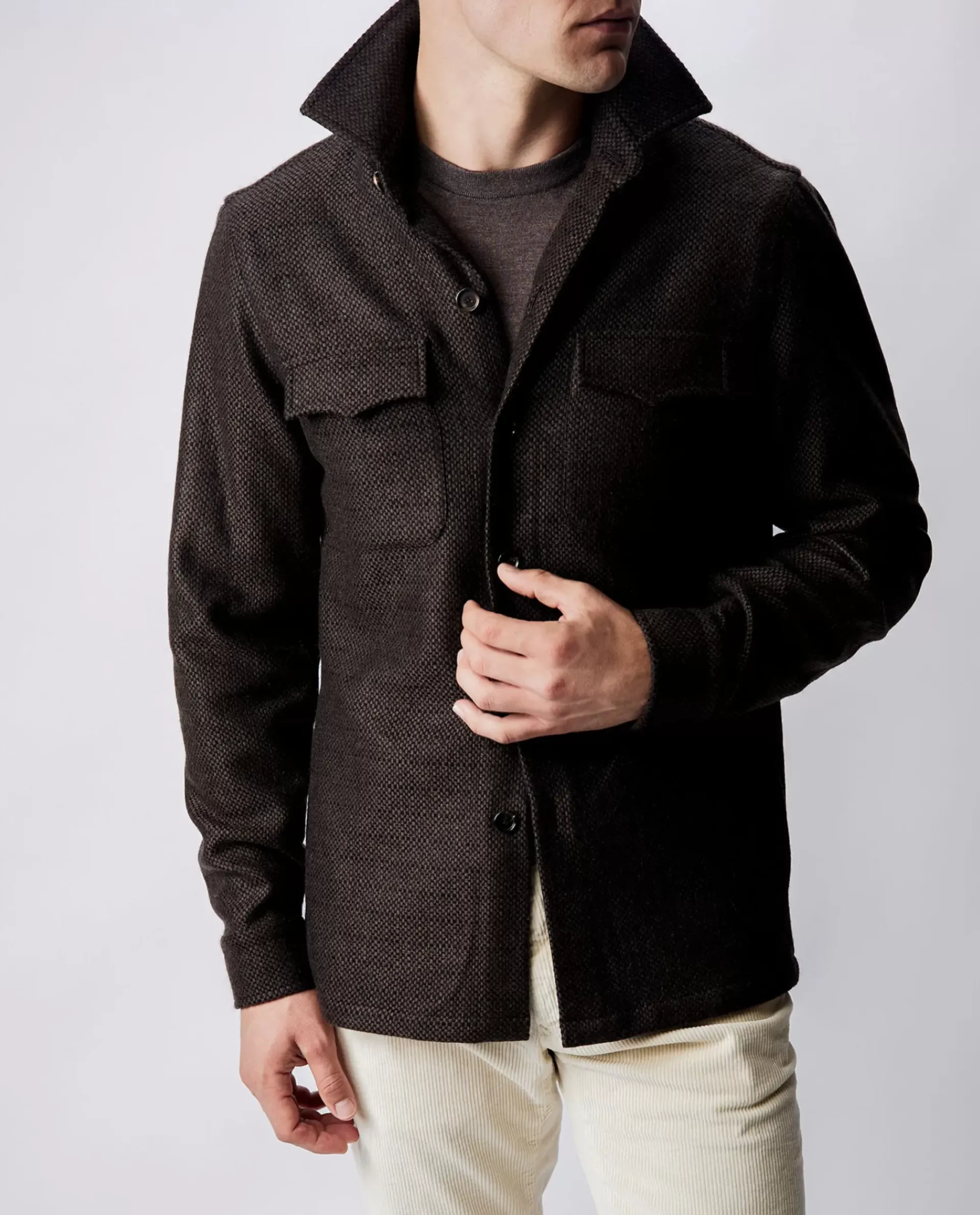 New Cashmere Shirtjacket Mannen Jasjes