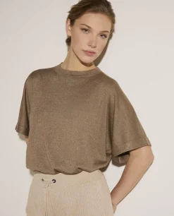 Fashion Cashmere-Zijden T-Shirt Vrouwen Tops