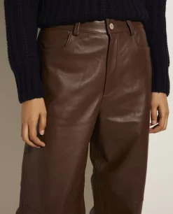 Store Chamomile Leren Broek Vrouwen Broeken