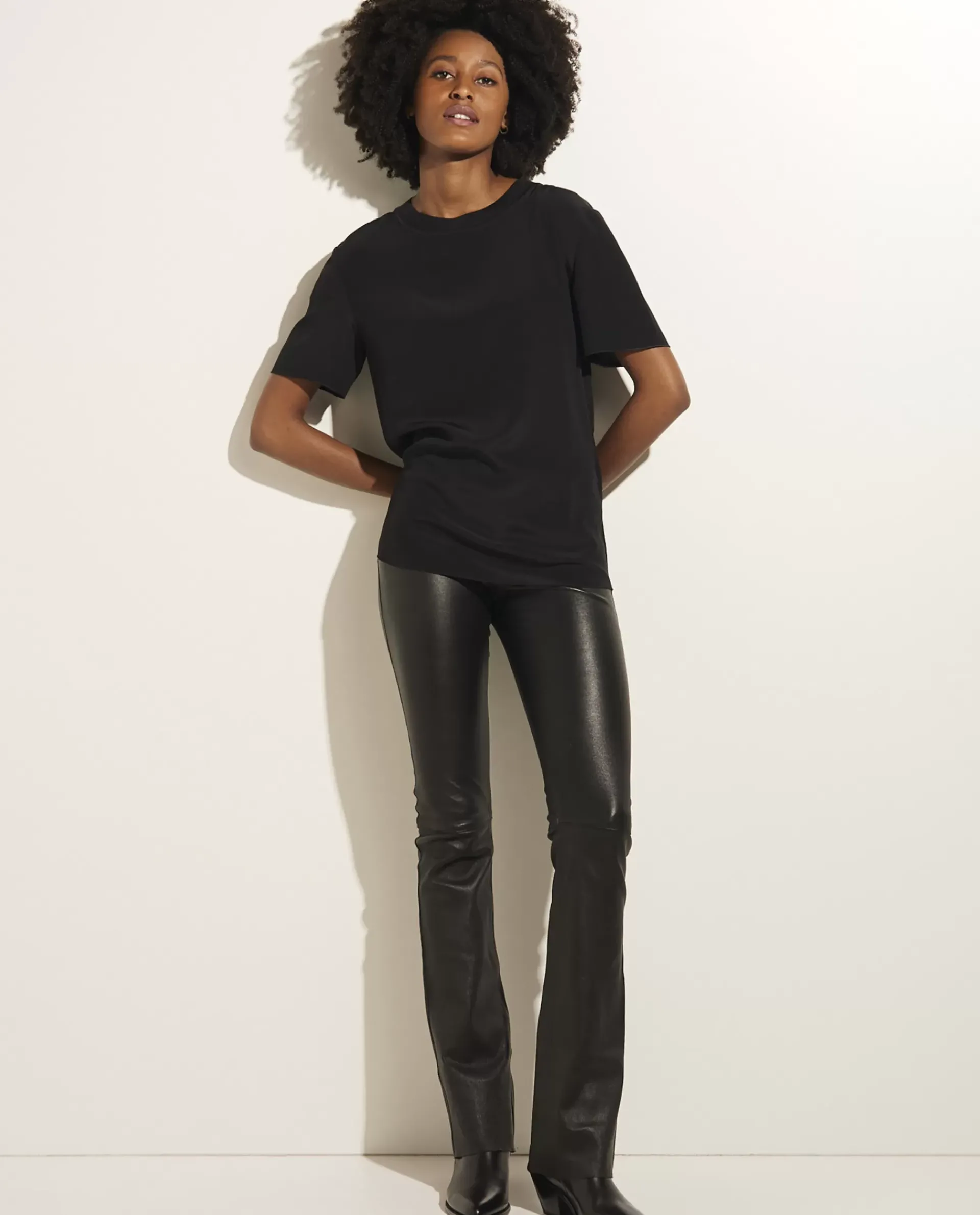 Best Sale Flared Broek In Stretch Leer Vrouwen Broeken