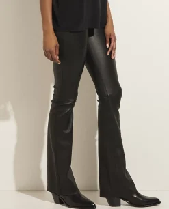 Best Sale Flared Broek In Stretch Leer Vrouwen Broeken