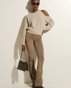 Store Flared Broek In Stretch Suede Vrouwen Broeken