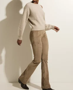 Store Flared Broek In Stretch Suede Vrouwen Broeken
