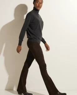 Shop Flared Broek In Stretch Suede Vrouwen Broeken