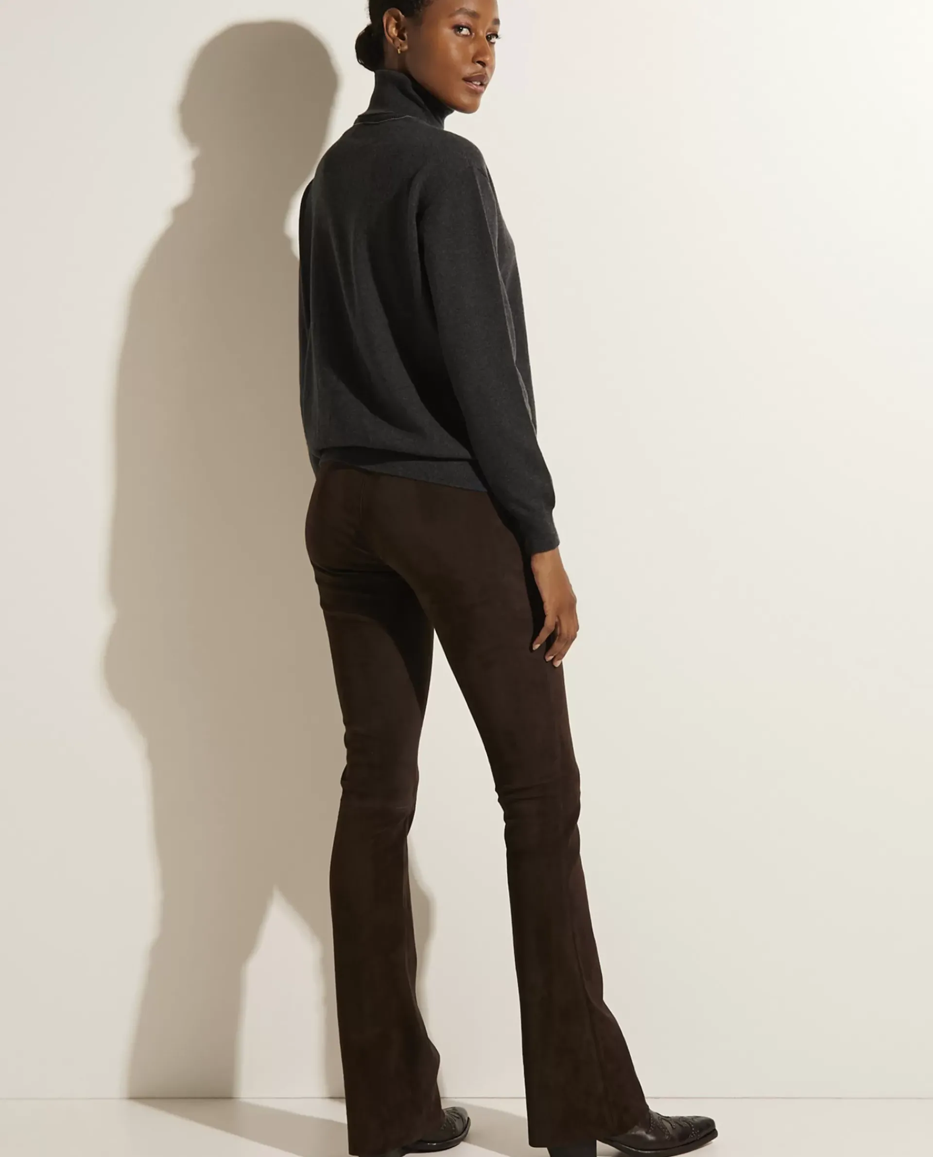 Shop Flared Broek In Stretch Suede Vrouwen Broeken