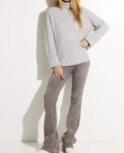 Sale Flared Broek In Stretch Suede Vrouwen Broeken