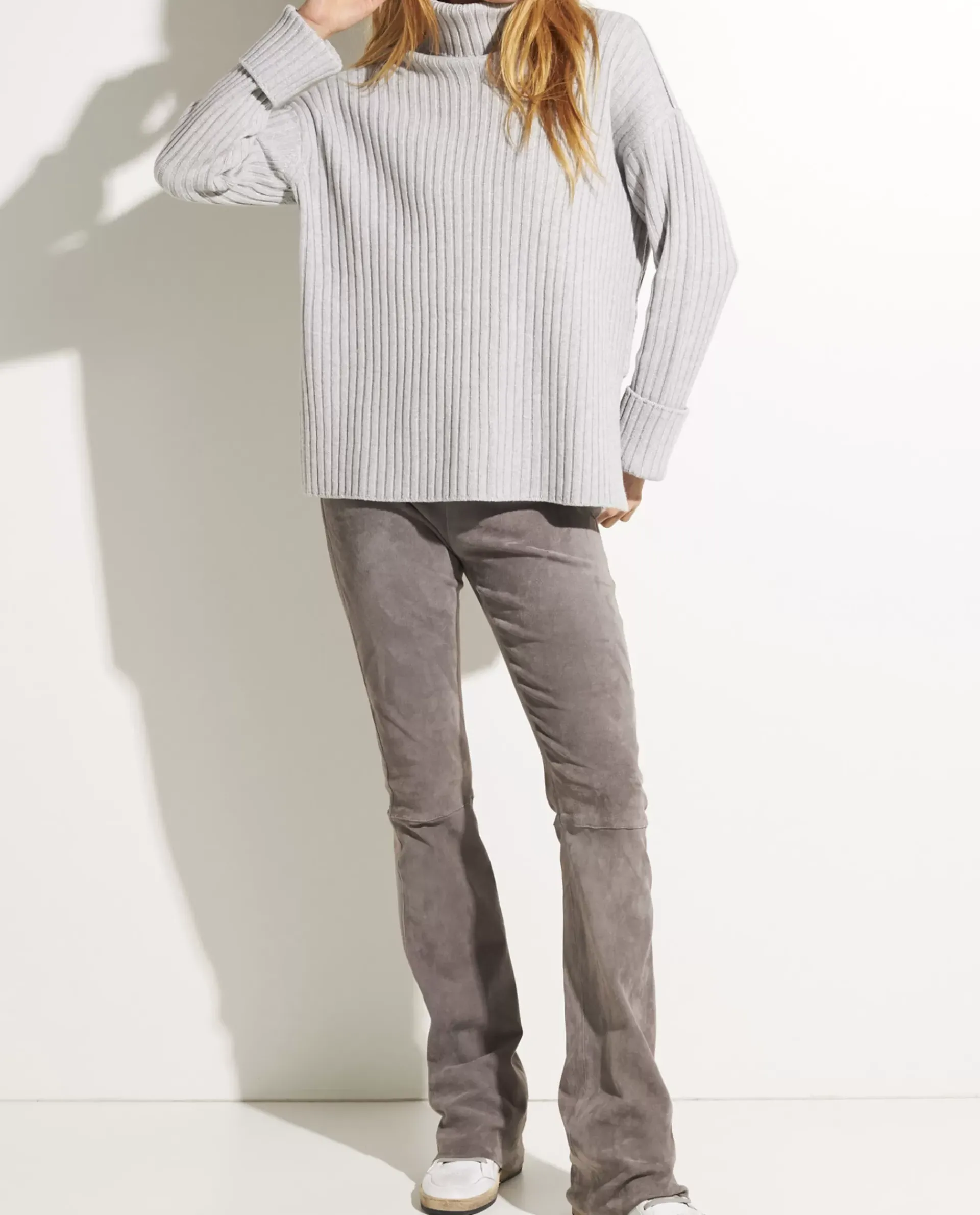 Sale Flared Broek In Stretch Suede Vrouwen Broeken