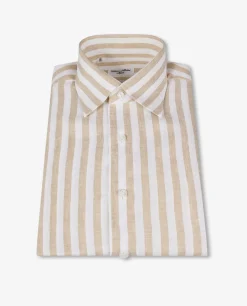 Store Gestreept Linnen Shirt Mannen Shirts