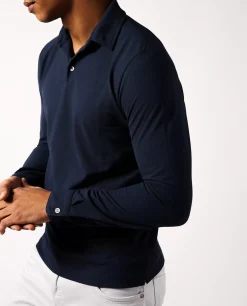 New Ice Cotton Lange Mouw Polo Mannen Polo