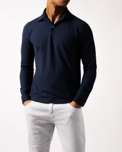 New Ice Cotton Lange Mouw Polo Mannen Polo