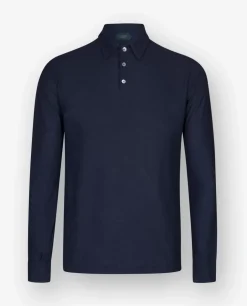 New Ice Cotton Lange Mouw Polo Mannen Polo