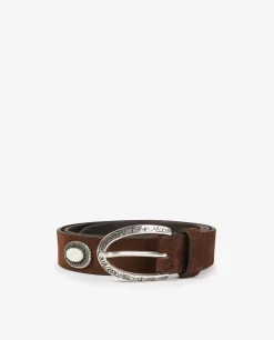 Sale Leren Ceintuur Met Zilveren Accenten Vrouwen Accessoires