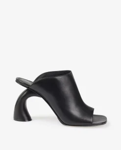 Cheap Leren Muiltjes Met Gebogen Hak Vrouwen Schoenen