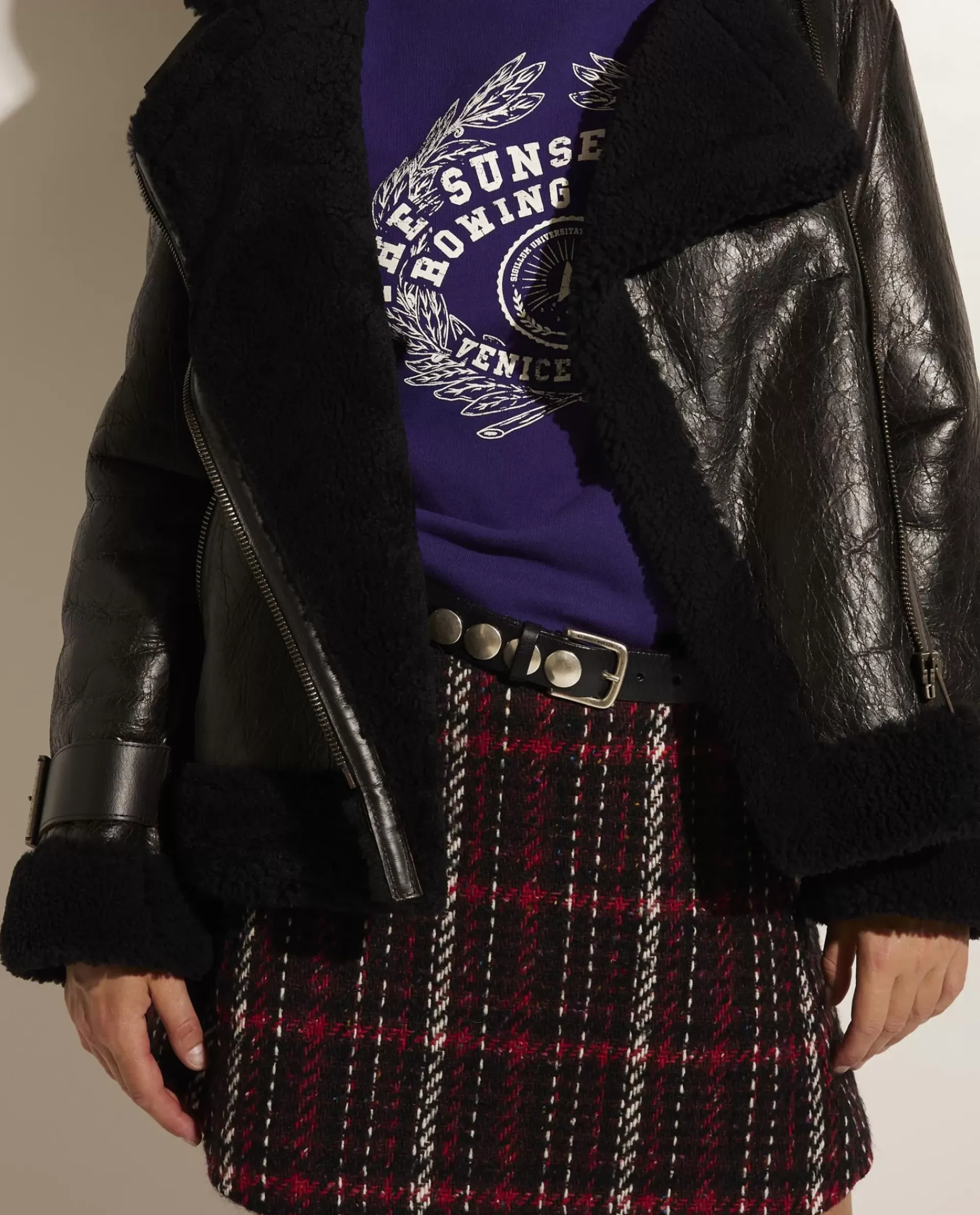 Online Leren Shearling Jacket Vrouwen Jasjes