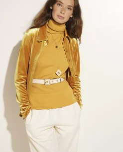 Shop Stretch-Fluwelen Blouse Vrouwen Blouses