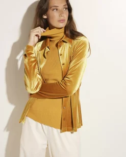 Shop Stretch-Fluwelen Blouse Vrouwen Blouses