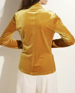 Shop Stretch-Fluwelen Blouse Vrouwen Blouses