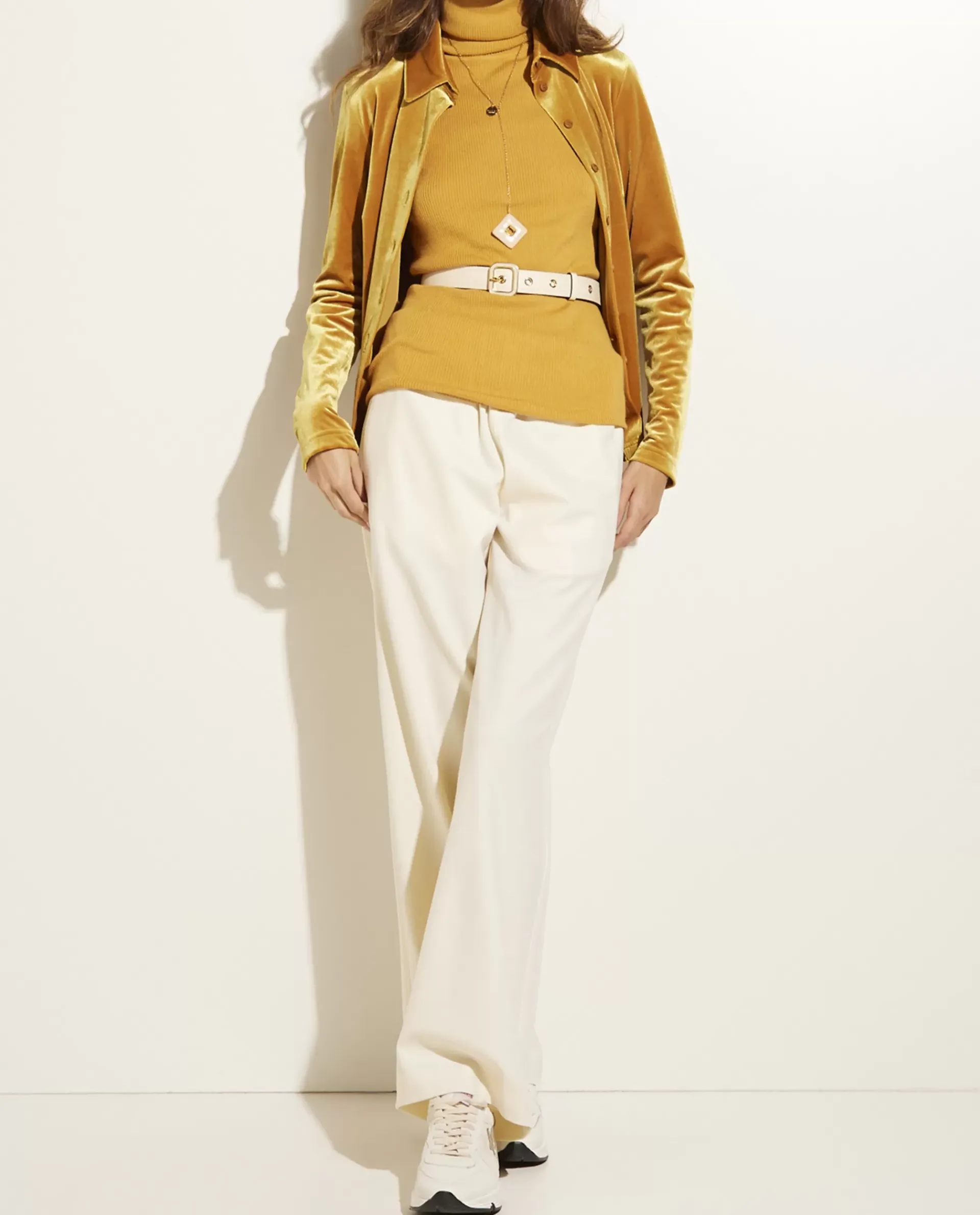 Shop Stretch-Fluwelen Blouse Vrouwen Blouses