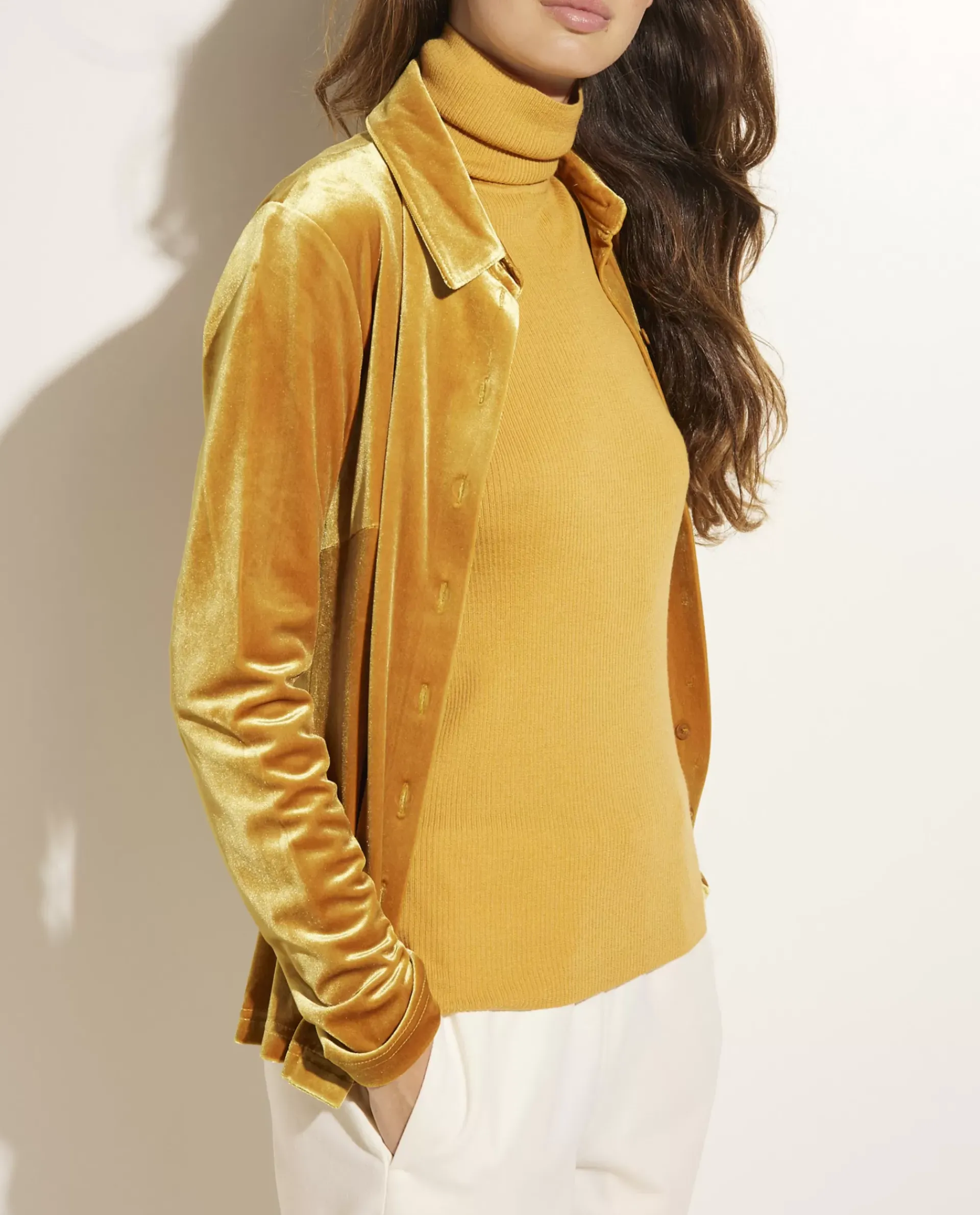 Shop Stretch-Fluwelen Blouse Vrouwen Blouses