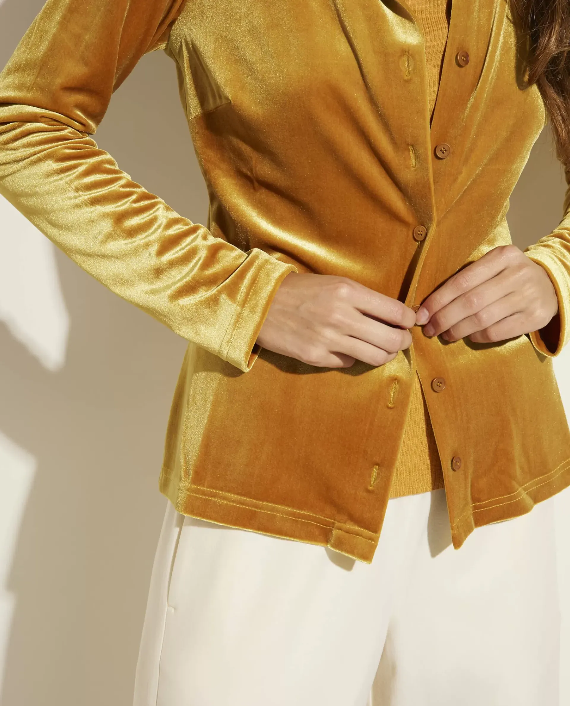 Shop Stretch-Fluwelen Blouse Vrouwen Blouses