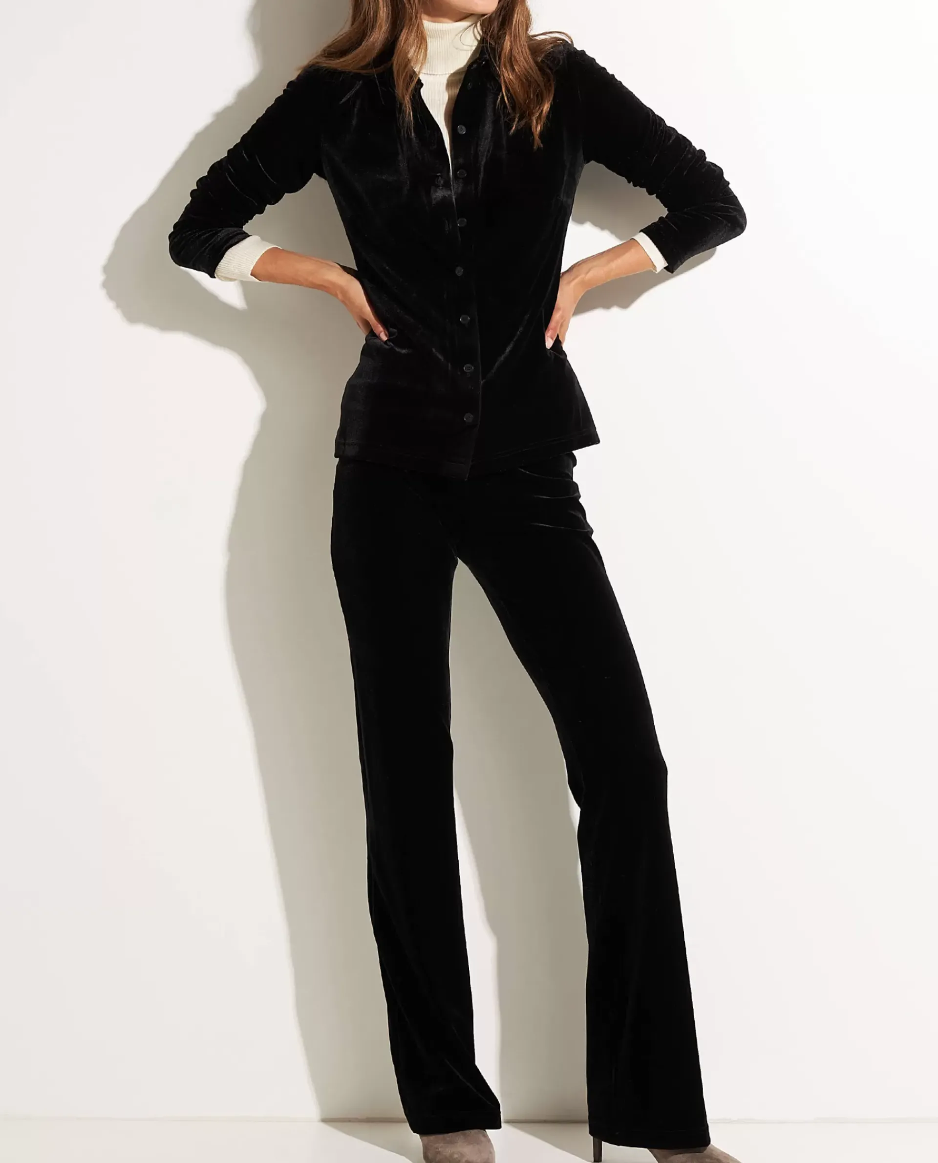 Store Stretch-Fluwelen Blouse Vrouwen Blouses