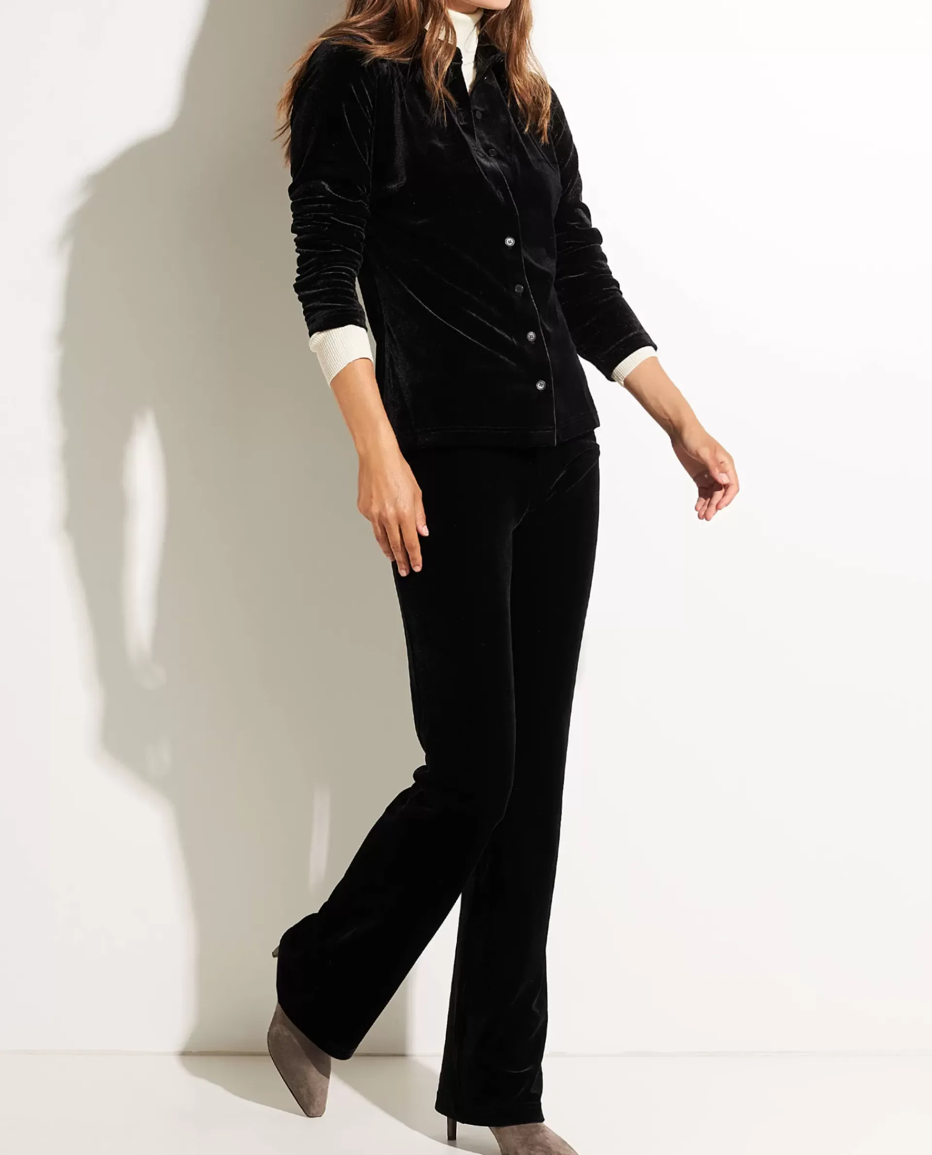 Store Stretch-Fluwelen Blouse Vrouwen Blouses