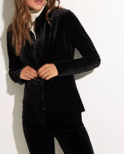 Store Stretch-Fluwelen Blouse Vrouwen Blouses