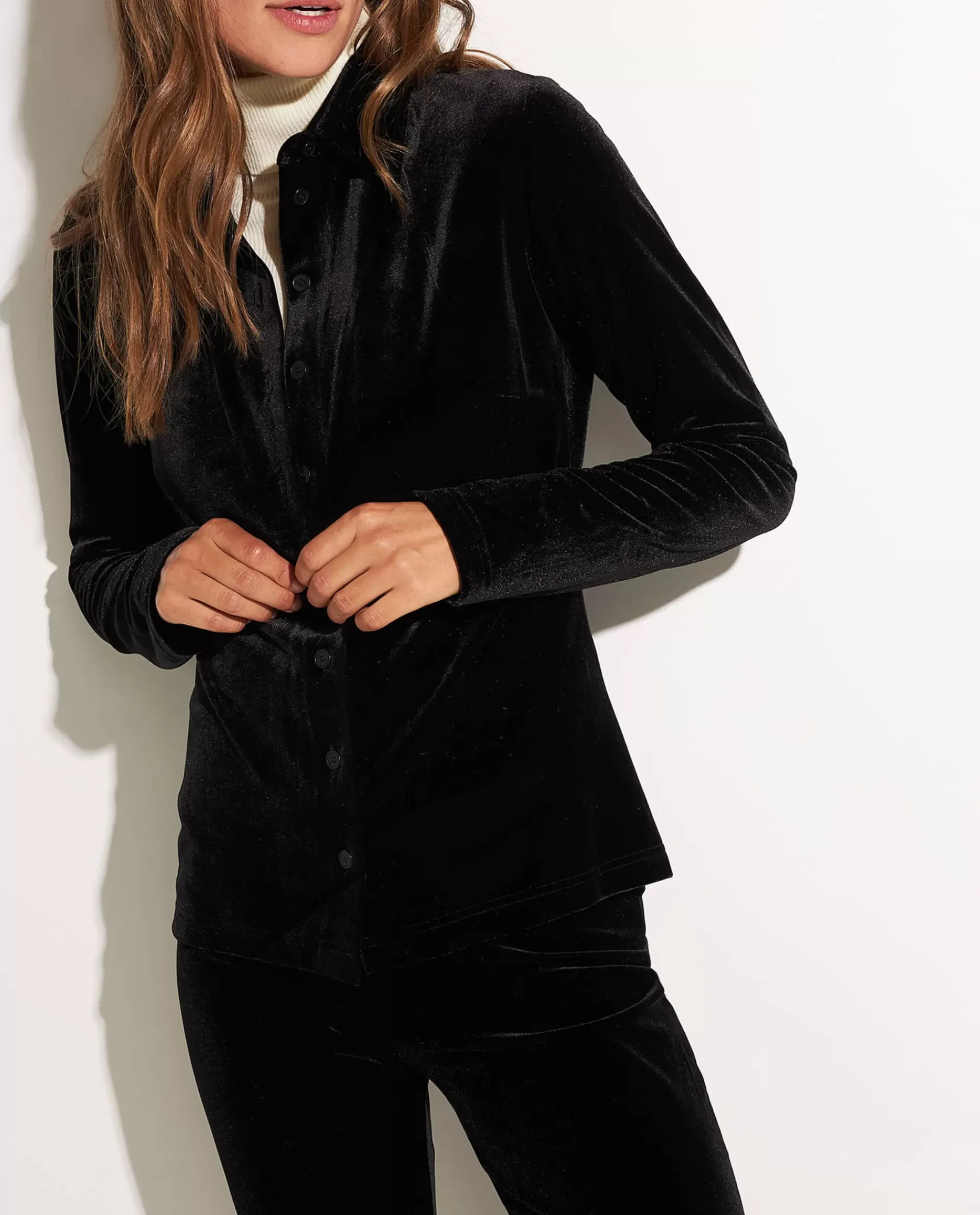 Store Stretch-Fluwelen Blouse Vrouwen Blouses