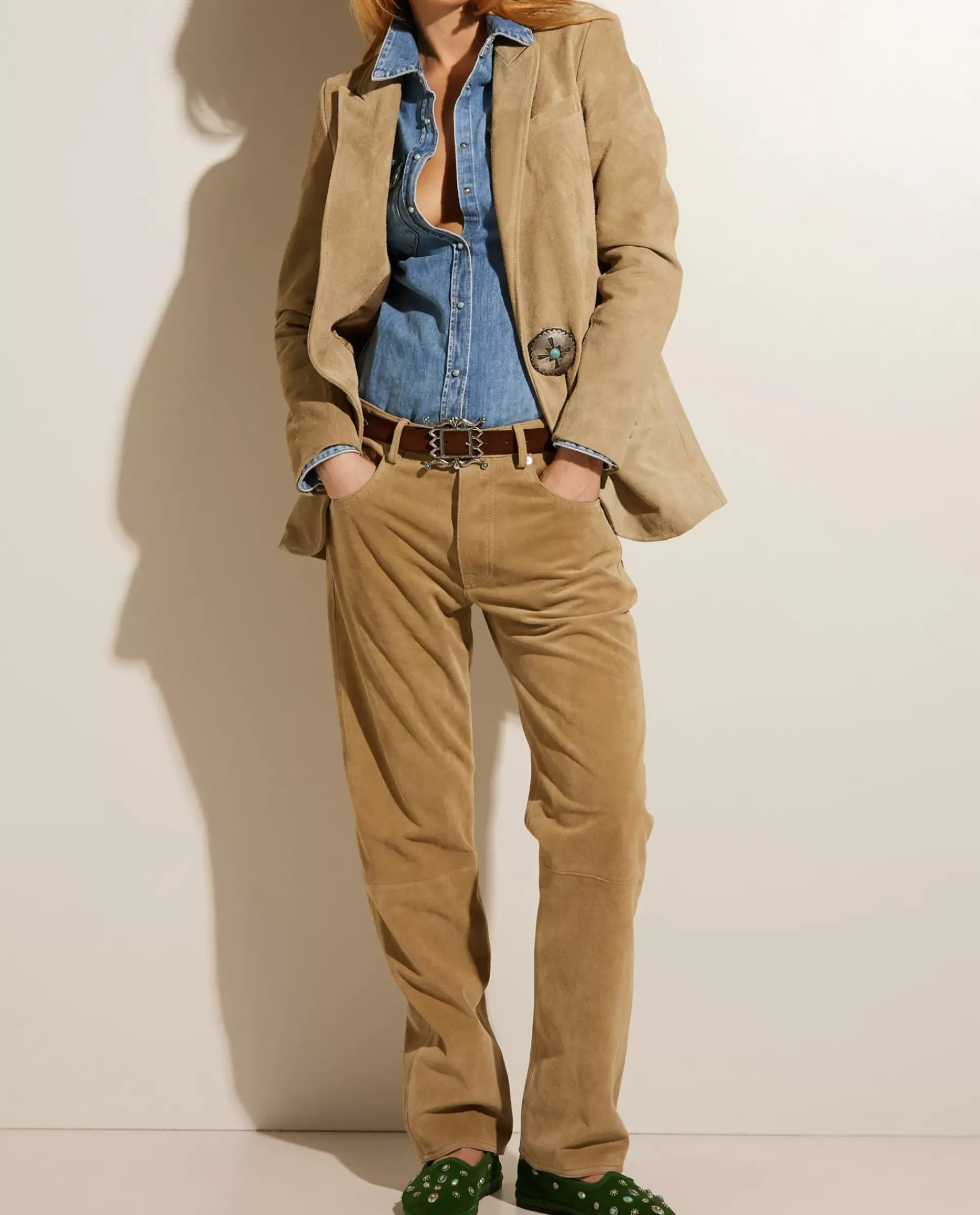 Store Suede Broek Vrouwen Broeken