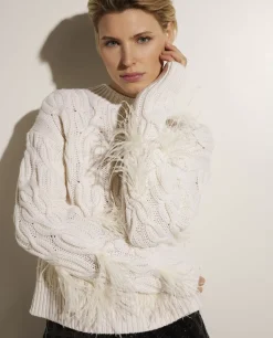 Store Wollen Trui Met Veren Vrouwen Sweaters